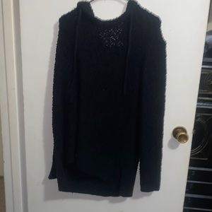 Black sweater with hood for women